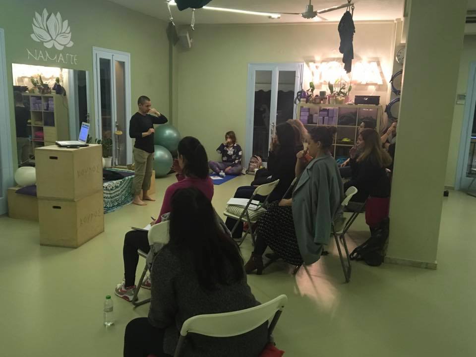 Alternate Nostril Breathing on chairs